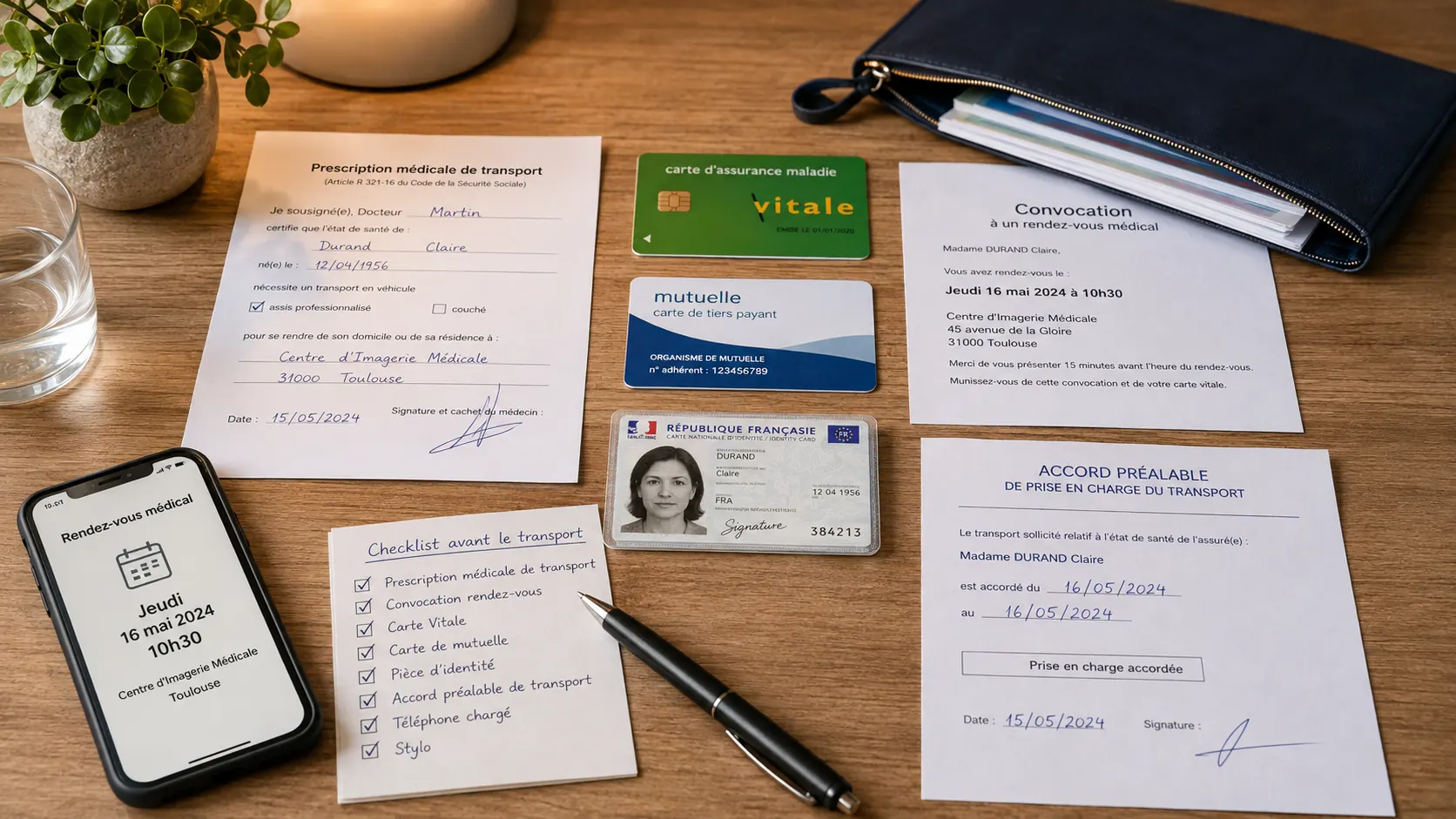 Checklist des documents à prévoir avant un transport médical en taxi conventionné